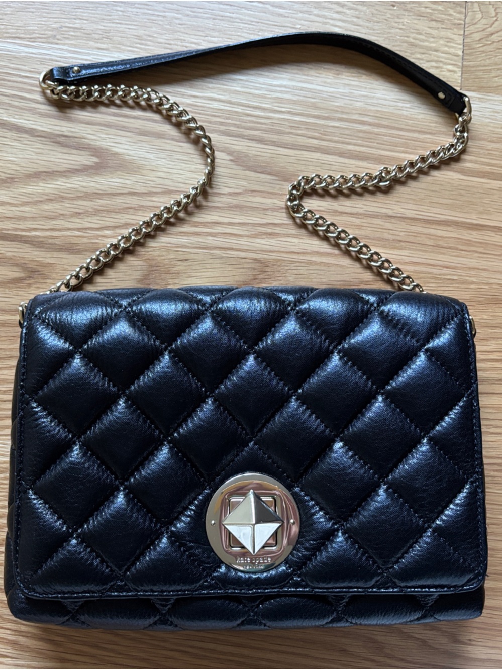 Kate Spade Gold Coast Meadow Black Shoulder Bag with Gold Hardware
